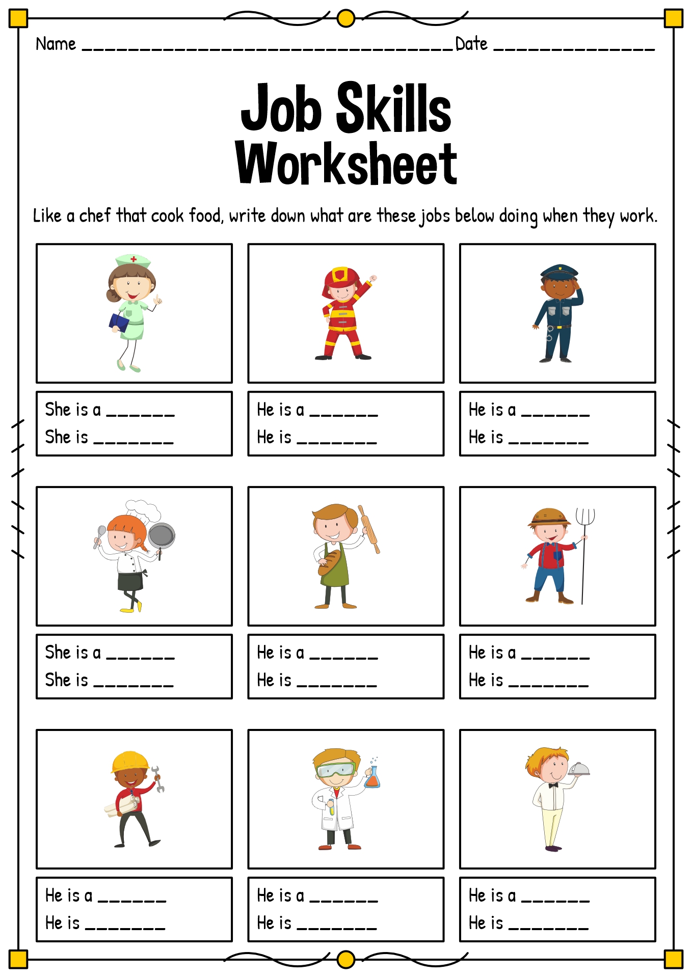 Job-Skills Worksheets for Kids Image