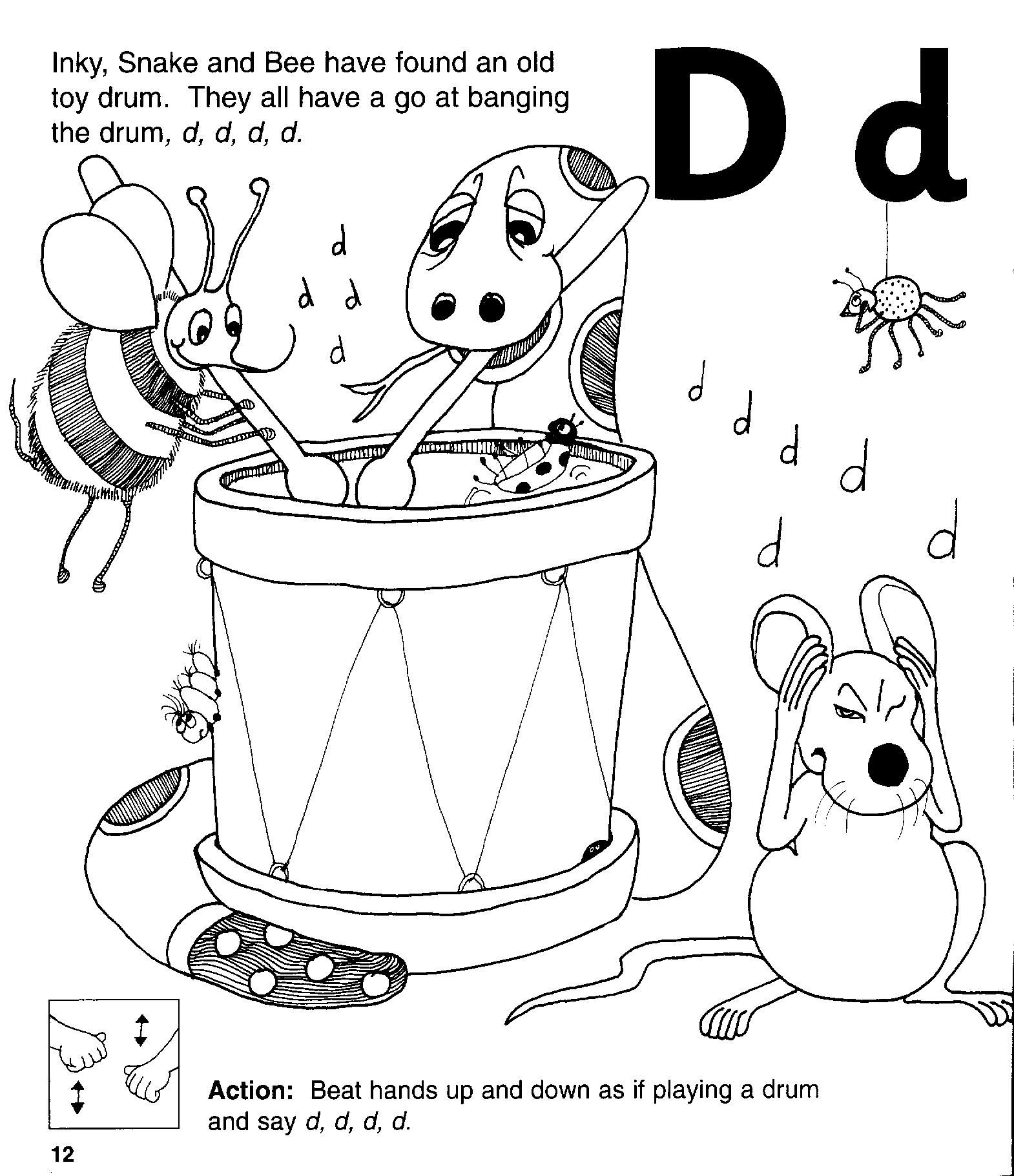 Jolly Phonics Letter a Coloring Page Image
