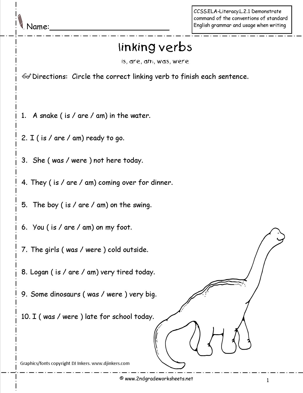 Linking Verbs Worksheets For Grade 3