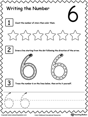 Number 6 Worksheet for Writing Image