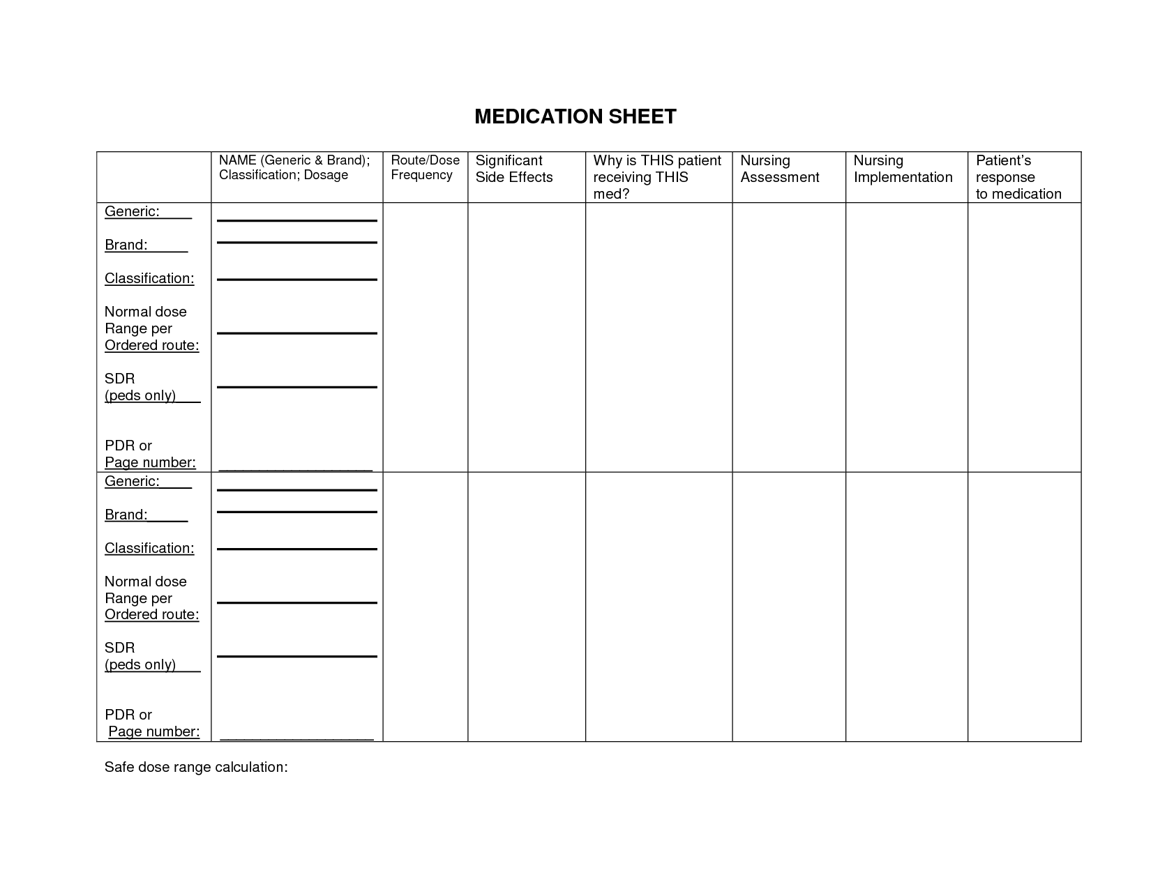 12 Medication Worksheet Printable /