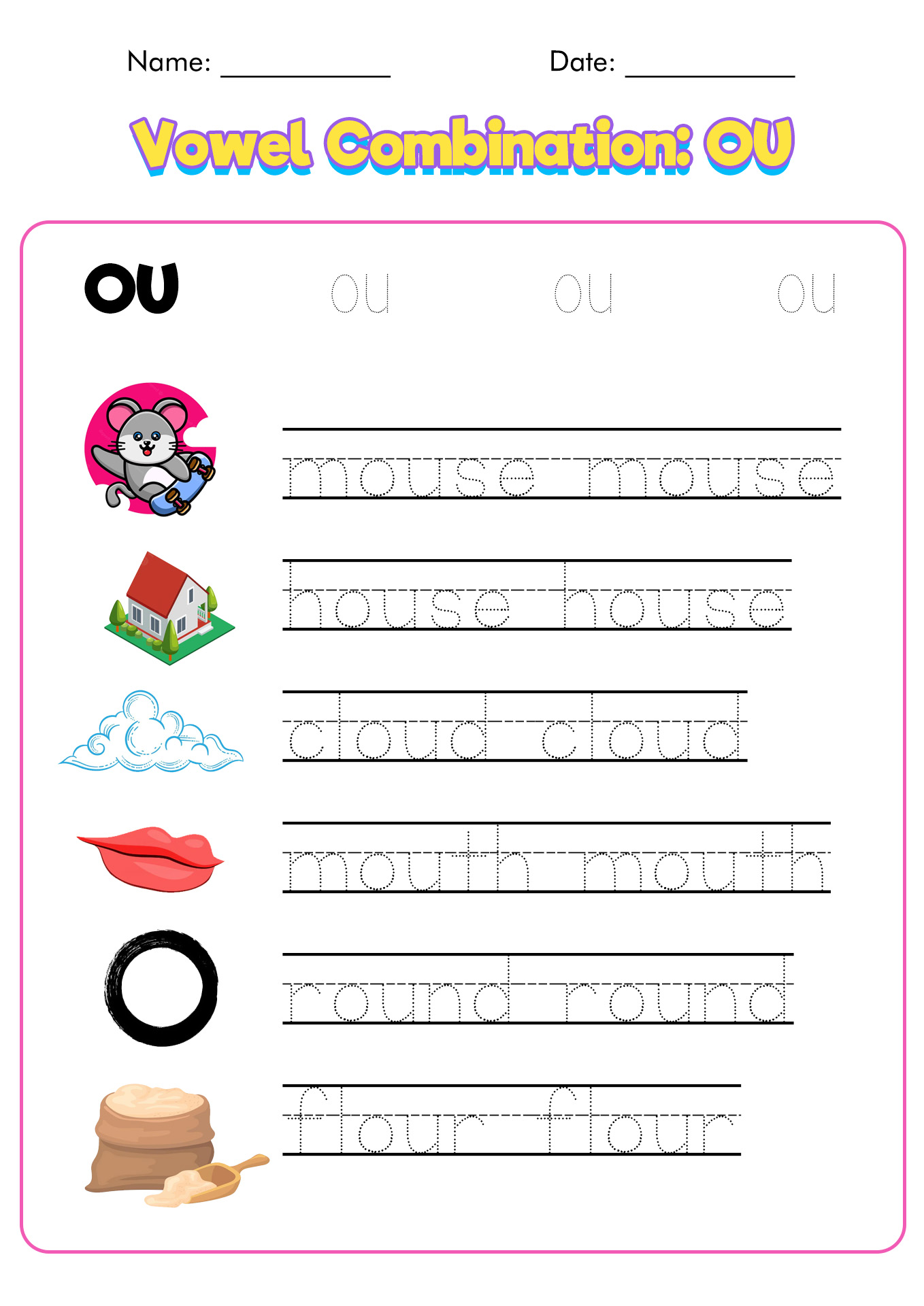 Ou Vowel Combination Worksheets Image