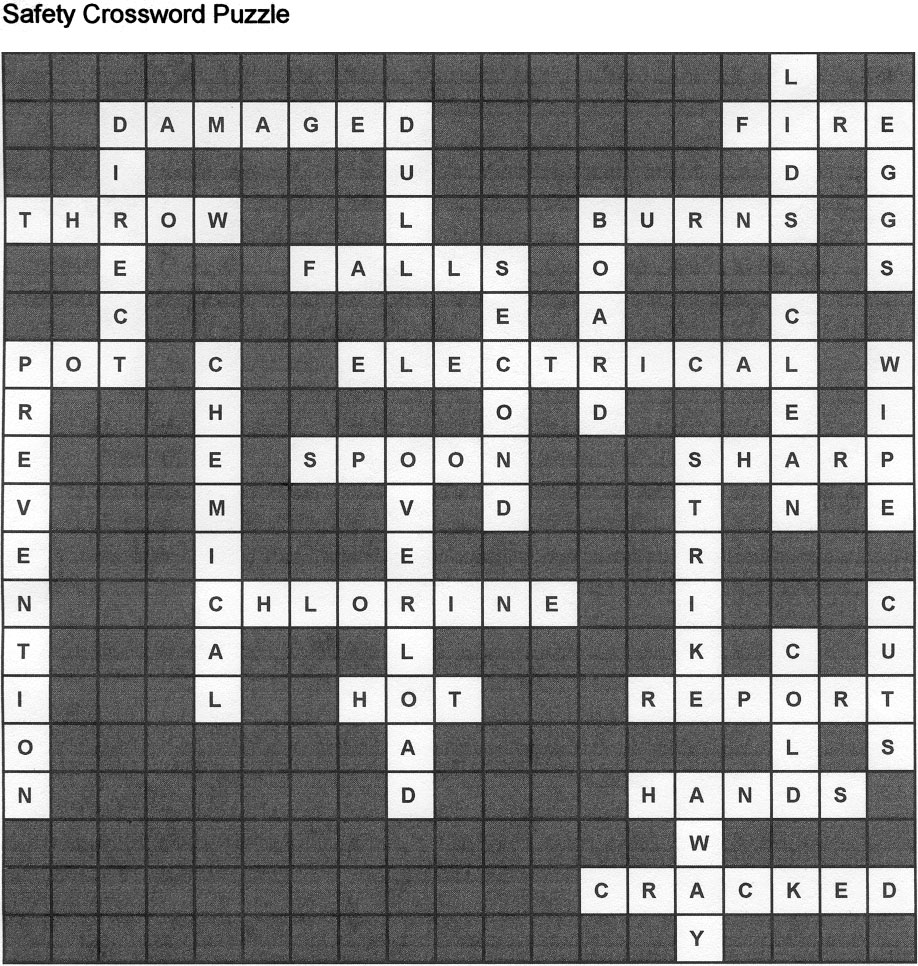 Safety Crossword Puzzle Answers Image