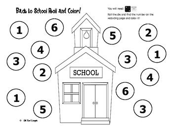 School Roll and Color Worksheet Image