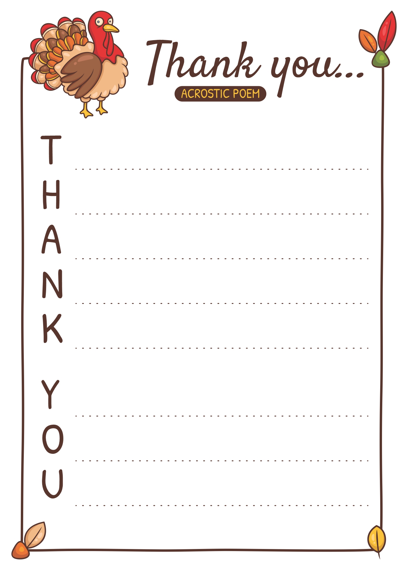Thank You Acrostic Poem Template