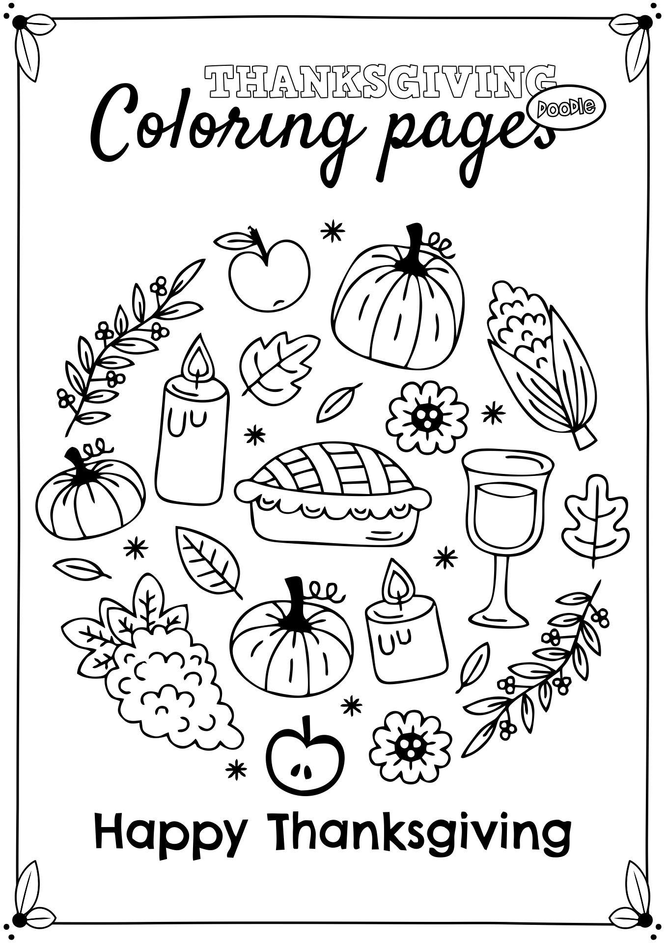 Thanksgiving Coloring Page Doodle