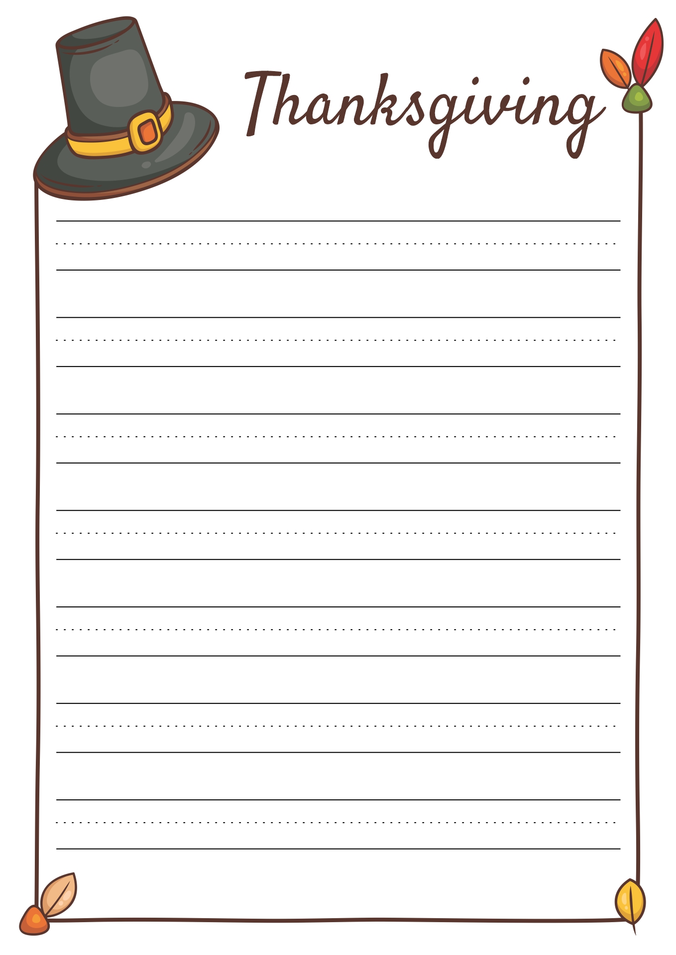 Thanksgiving Lined Writing Paper