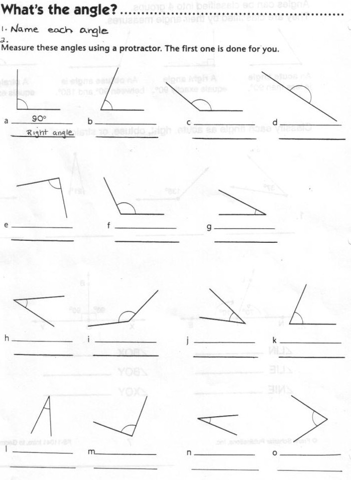 Three Types Angles Worksheet Image