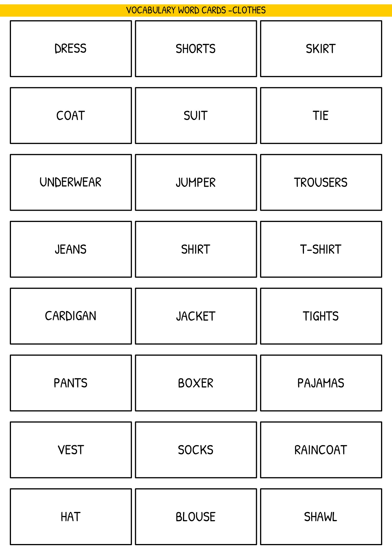 Vocabulary Word Cards Template Image