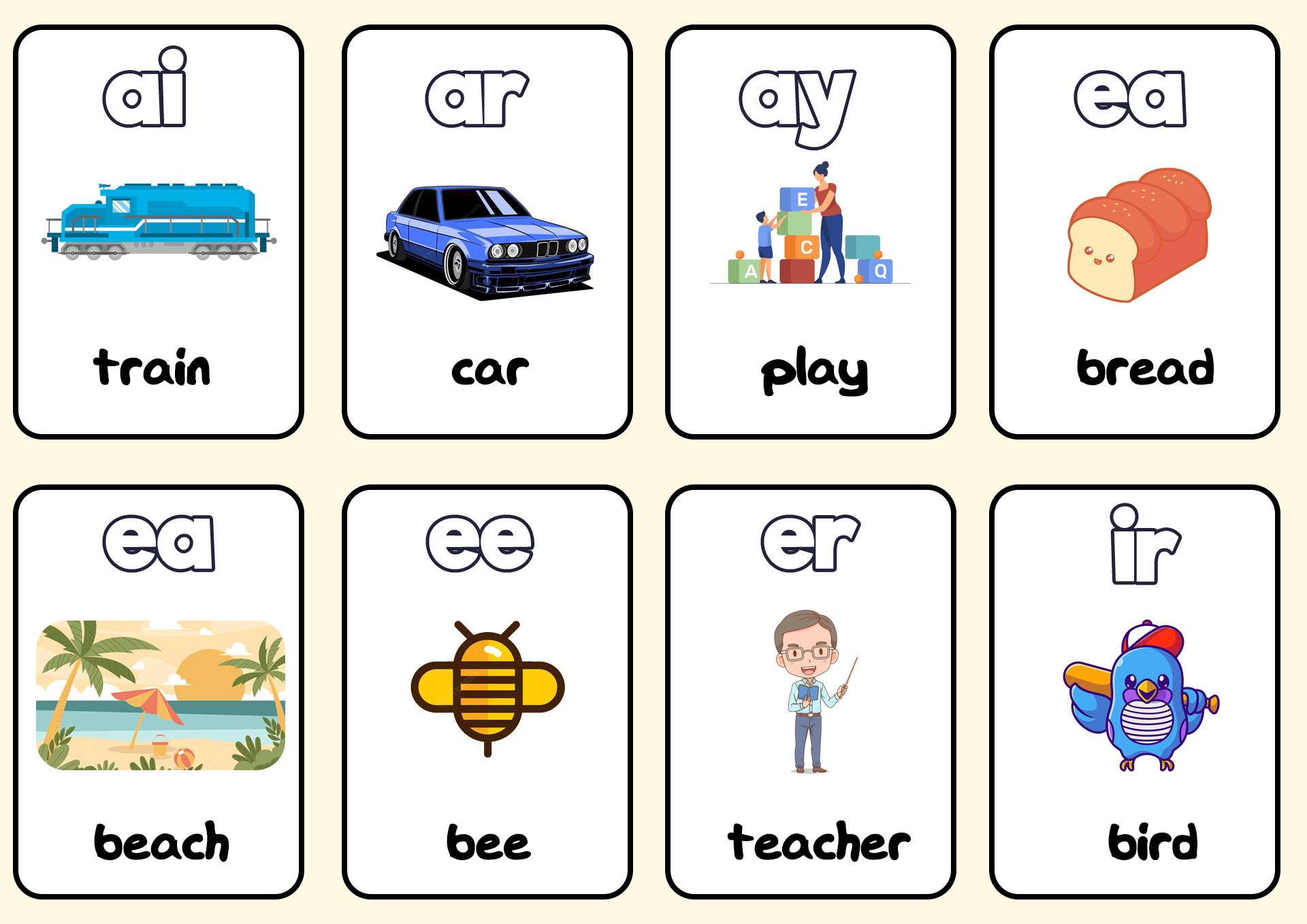 Vowel Digraph Cards Image