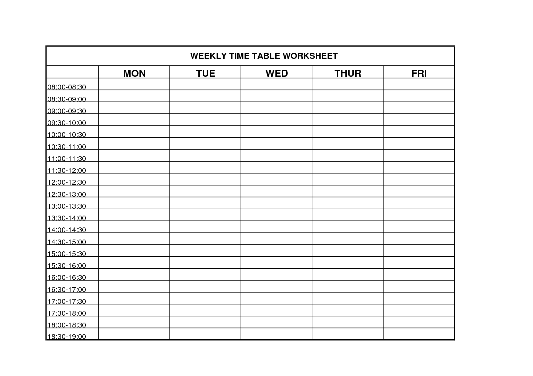Weekly Time Management Worksheet Image