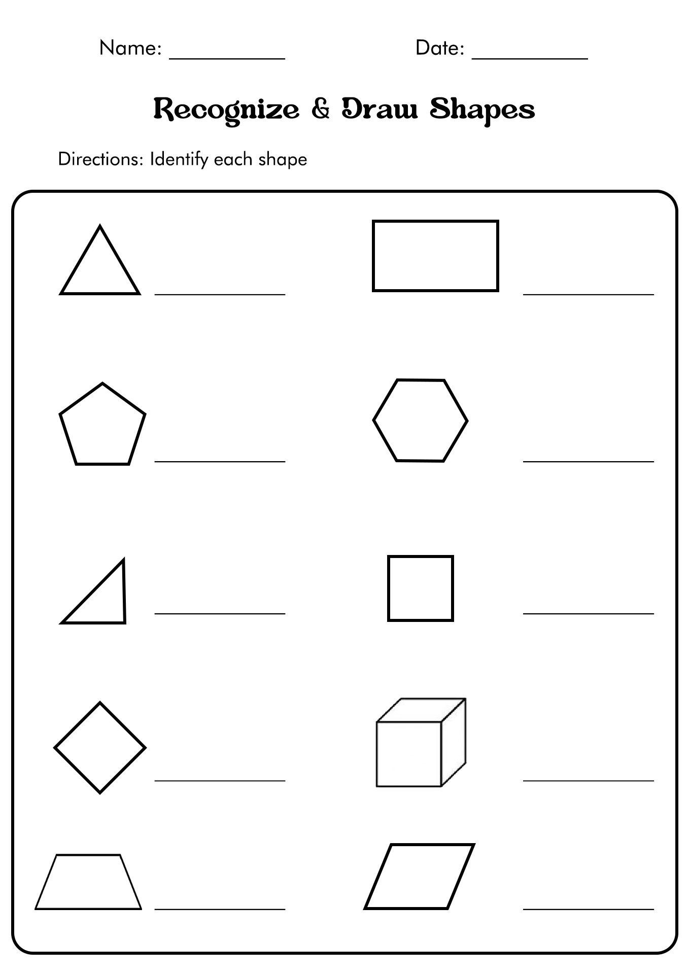 2nd Grade Math Worksheets Shapes