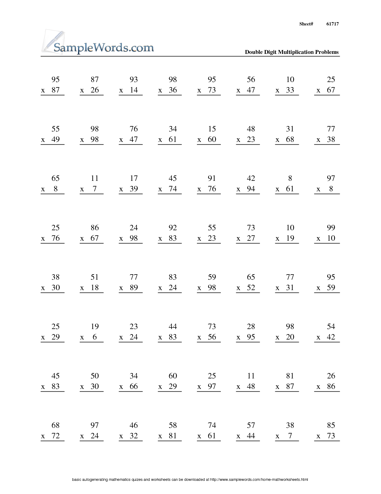 3rd Grade Math Subtraction Worksheets Image