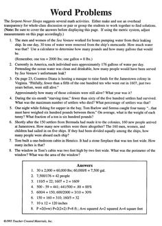5th Grade Word Problems Worksheets Image