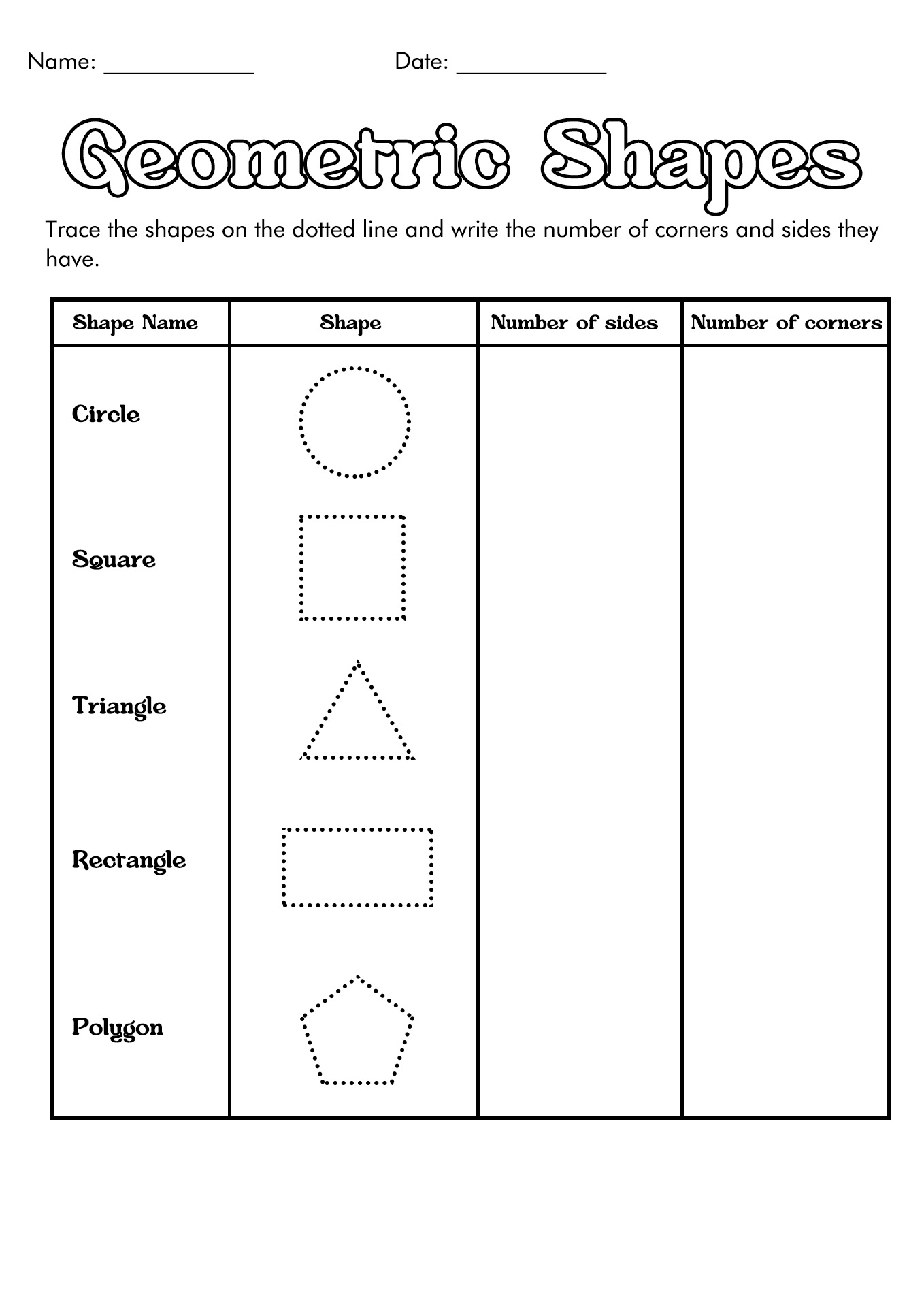 Basic Geometric Shapes Worksheets Image