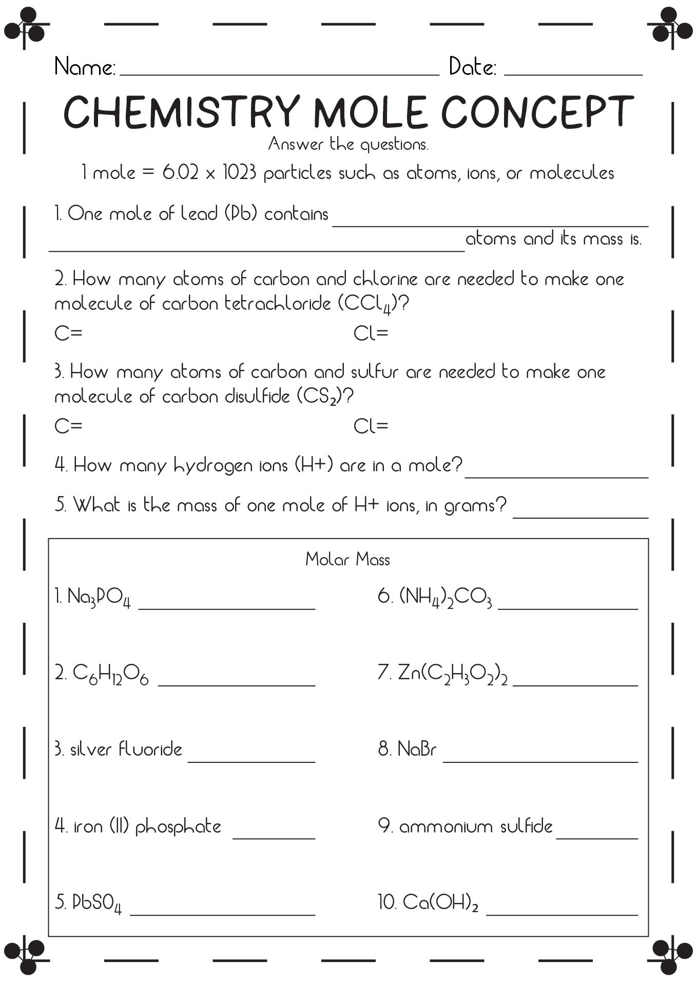 18 Mole Conversion Problems Worksheet Answers Worksheeto