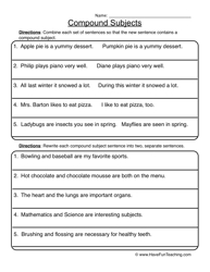 Compound Subject Predicate Worksheet Image