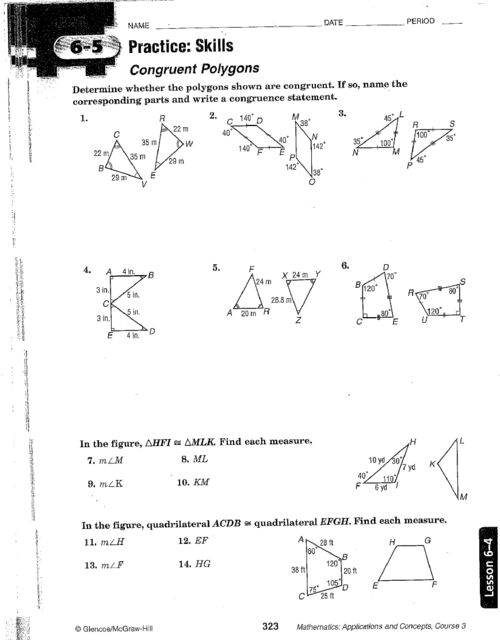 Congruent and Similar Polygons Worksheets Image