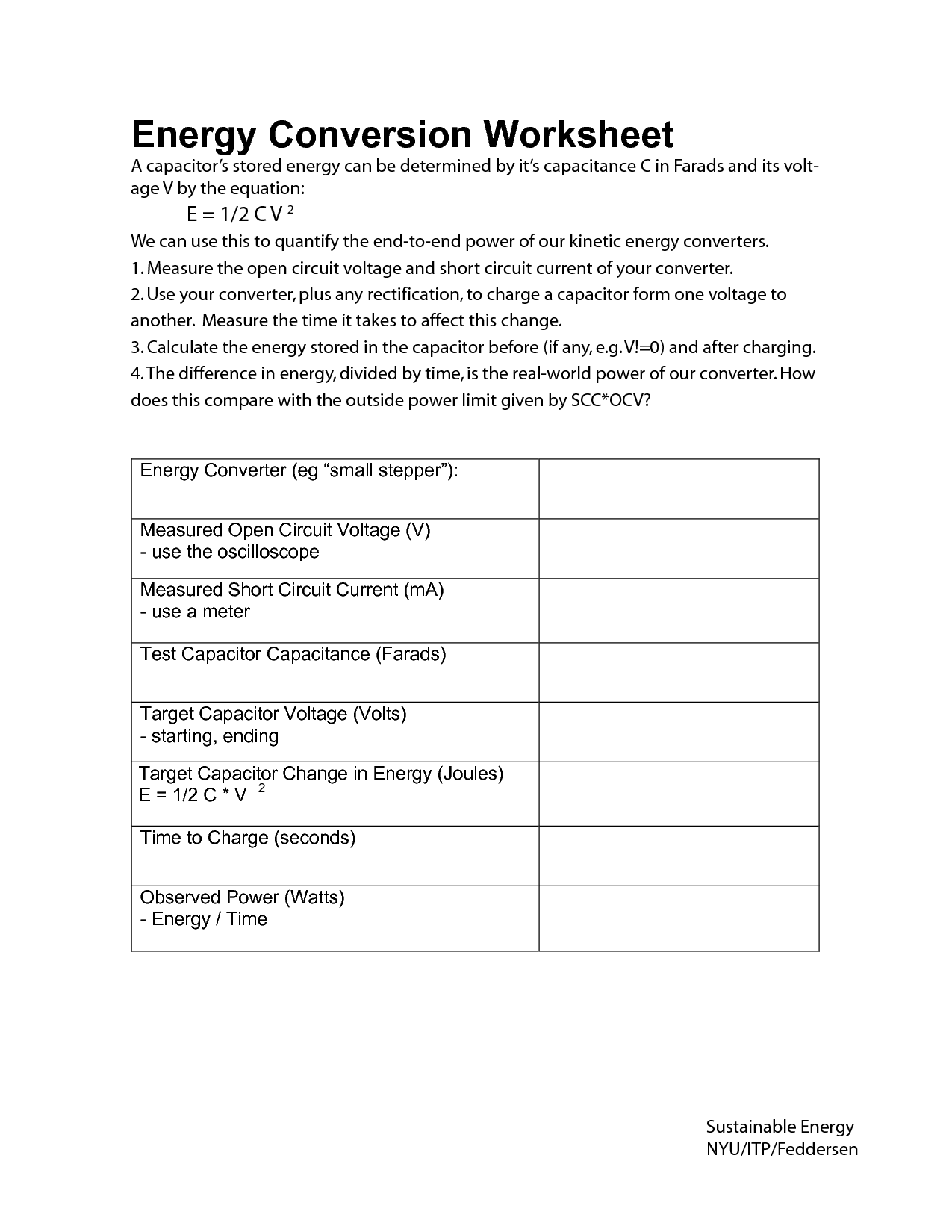 Conservation of Energy Worksheet Answer Key Image