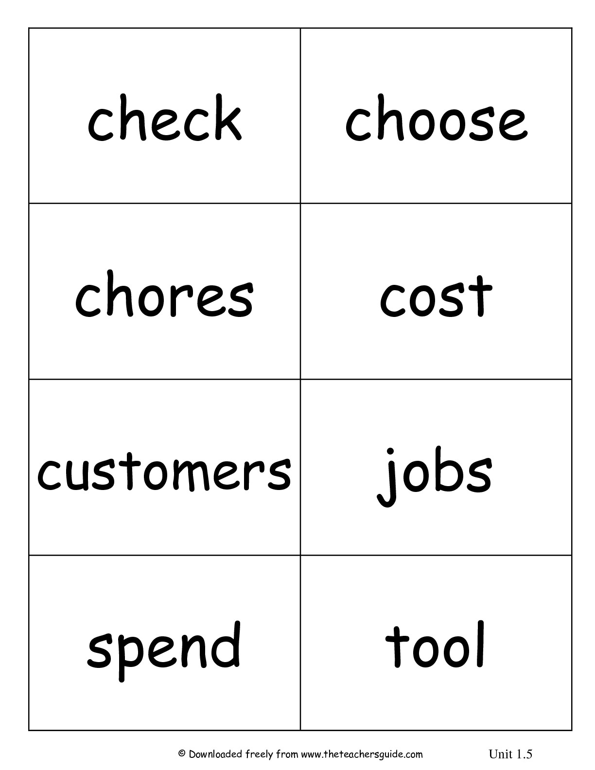 Definition Vocabulary Cards and Cut Out