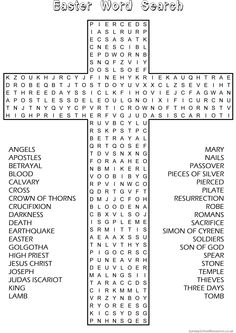 Easter Activity Sunday School Word Search Image