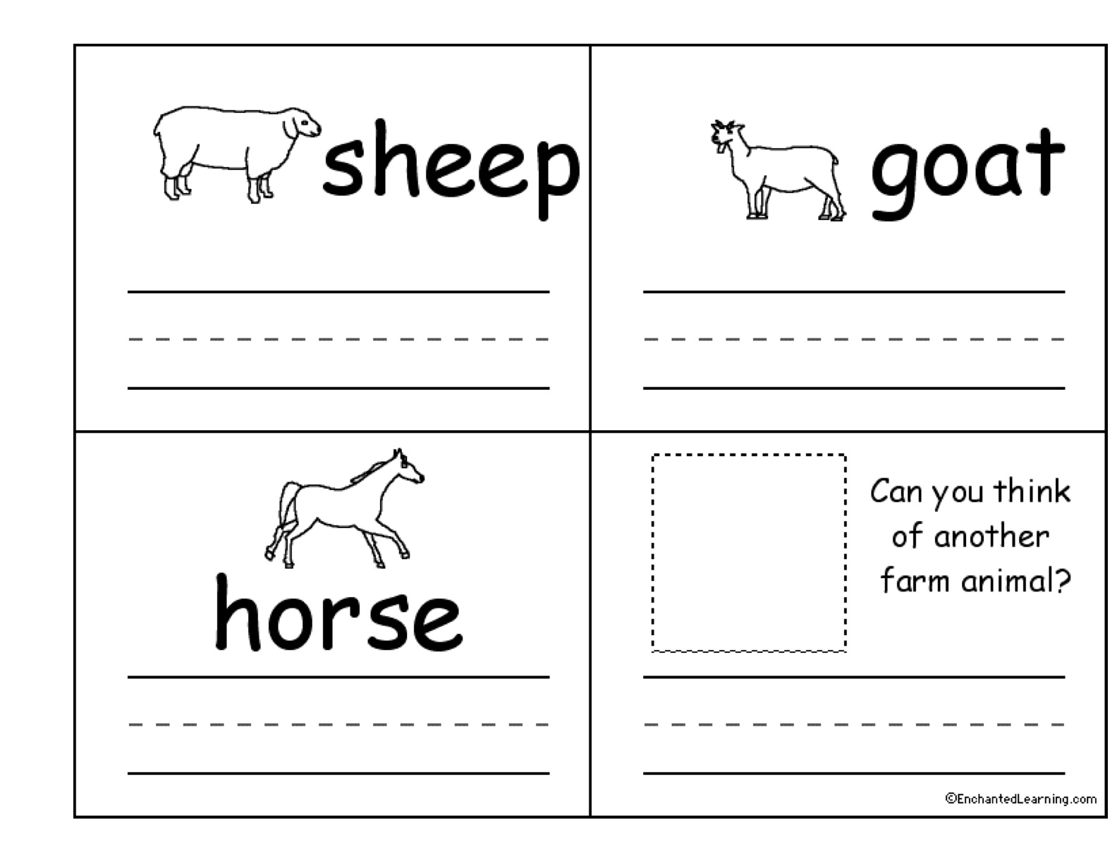 Farm Animal Writing Worksheets Image