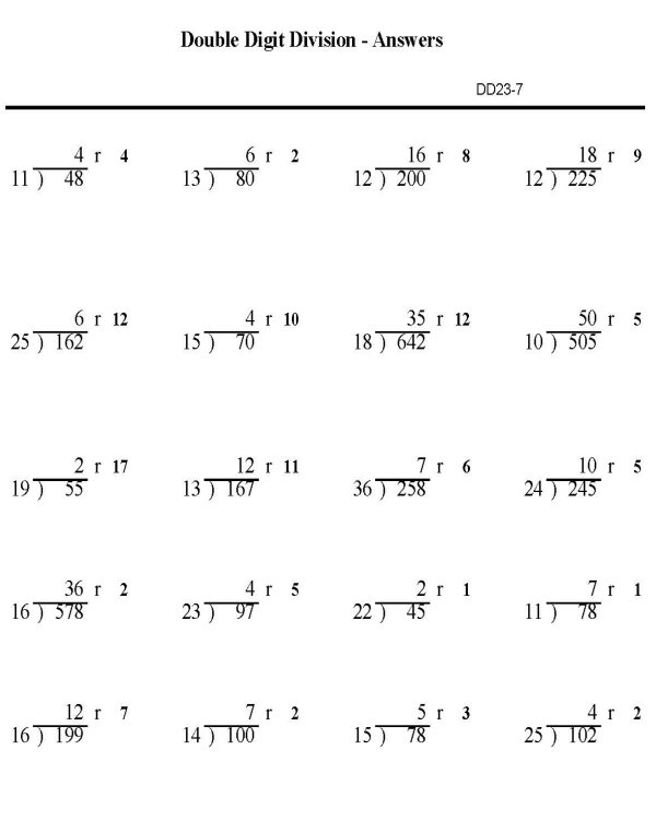 Free Division Worksheets 4th Grade Math