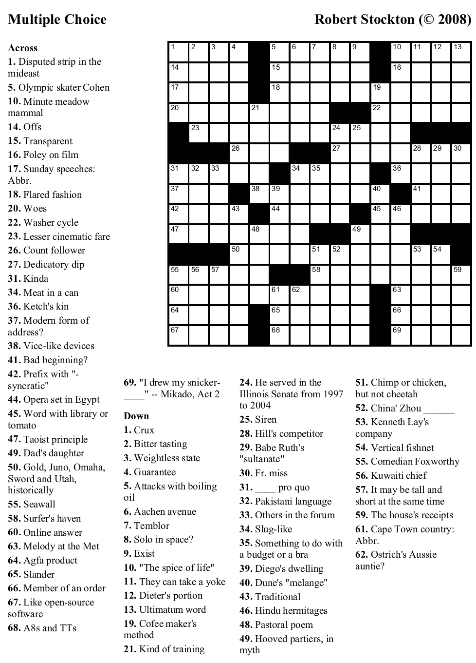 Free Printable Crossword Puzzles Image
