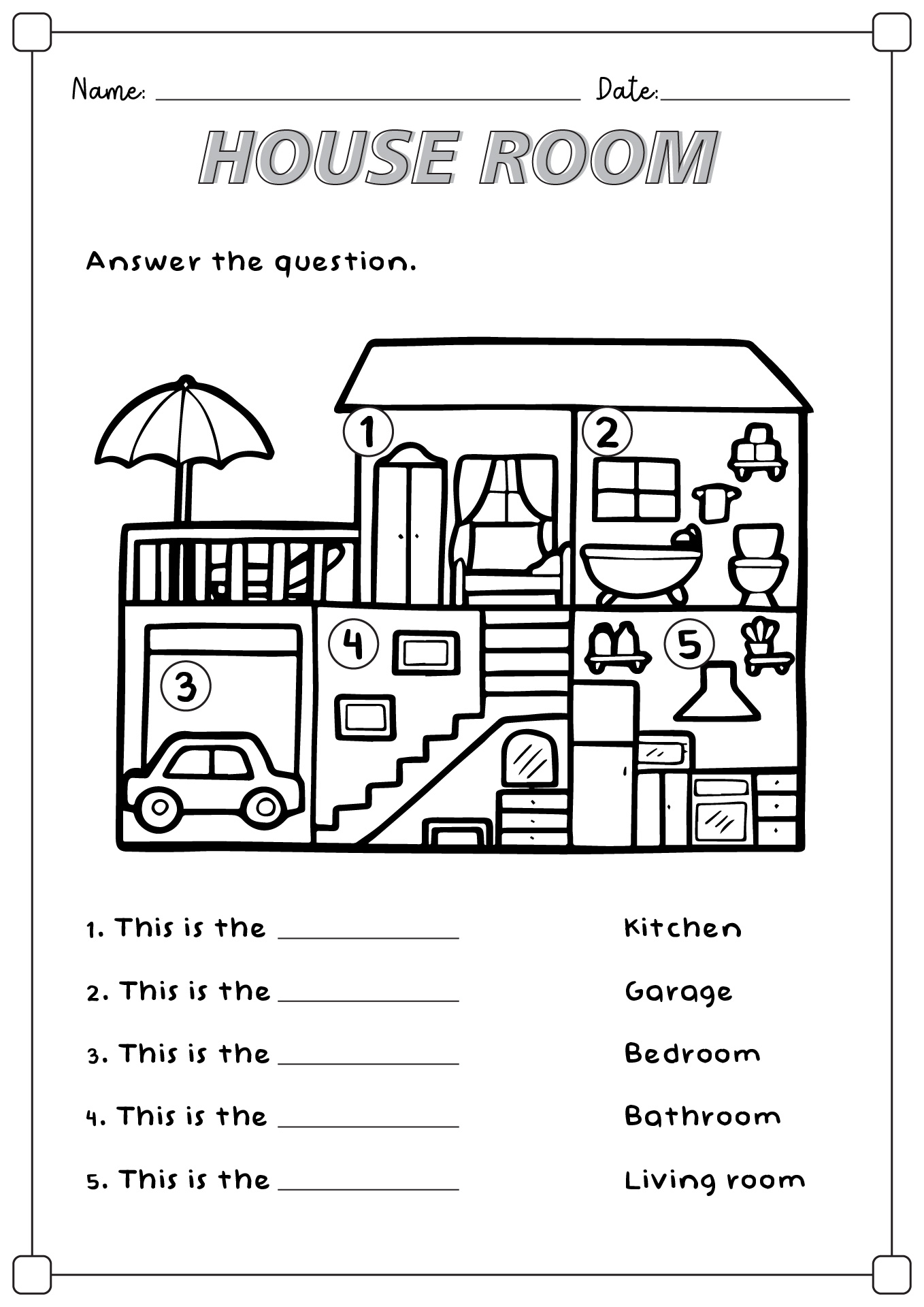 Free Printable ESL Worksheets Rooms in the House