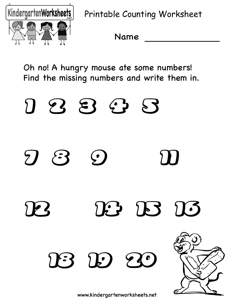 Free Printable Kindergarten Math Counting Worksheets Image