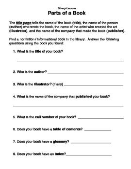 Kindergarten Library Worksheets