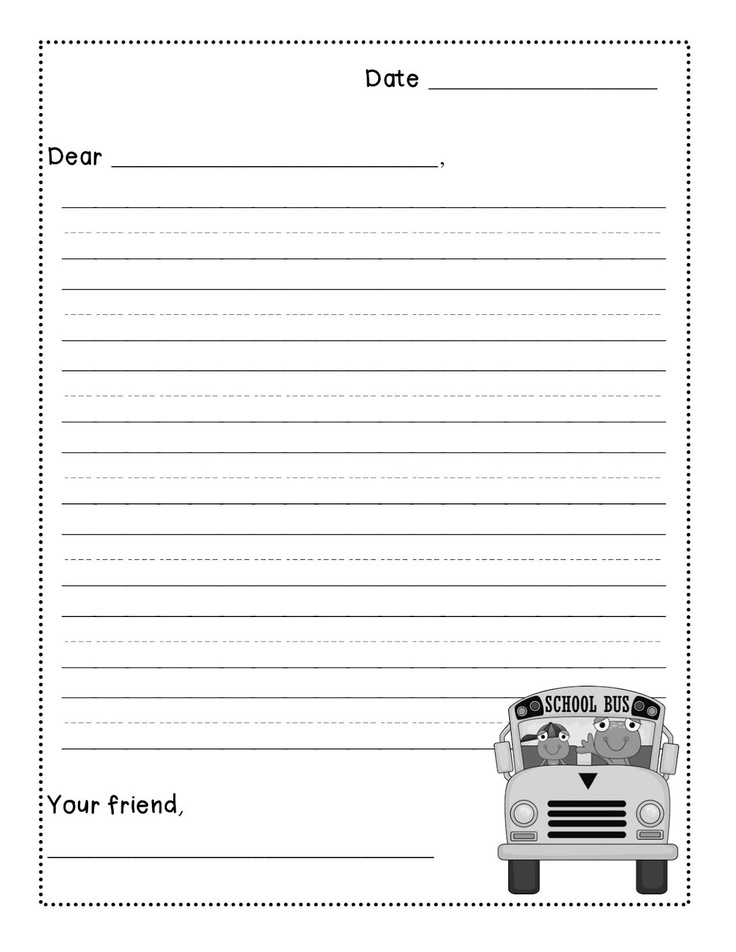 Letter-Writing Template First Grade Image