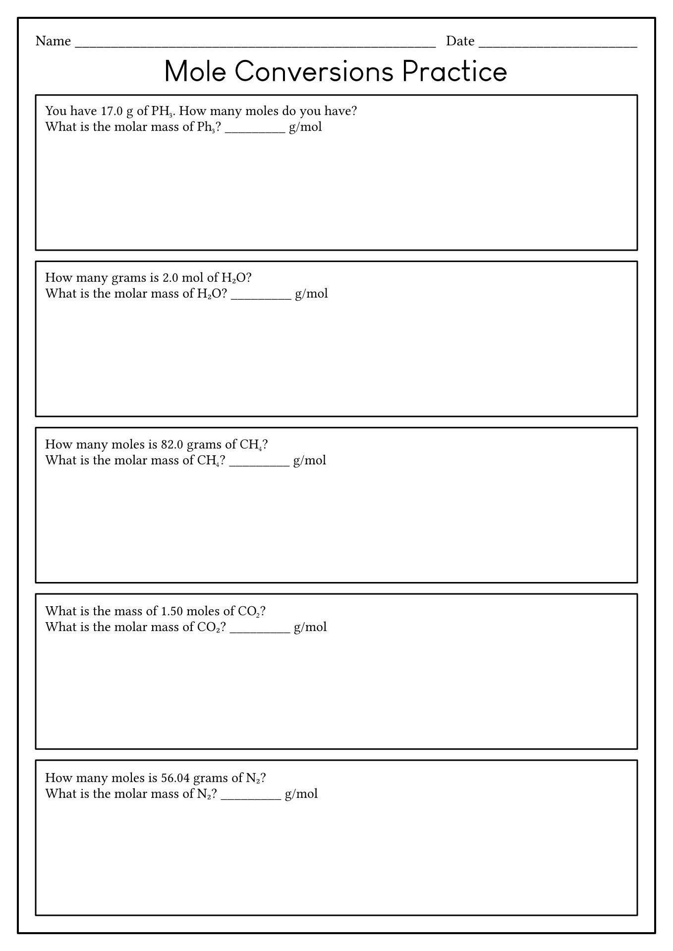 18 Mole Conversion Problems Worksheet Answers Free PDF At Worksheeto