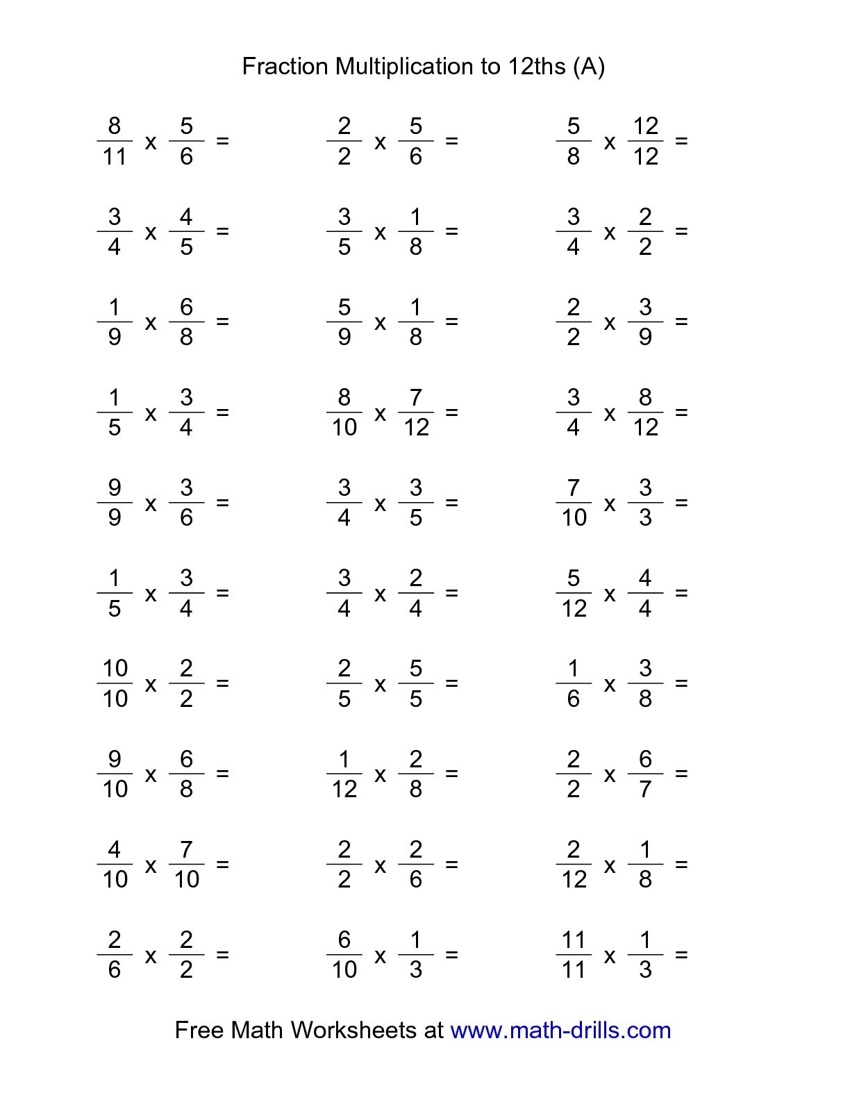 Multiplying Fractions Worksheets 6th Grade Image