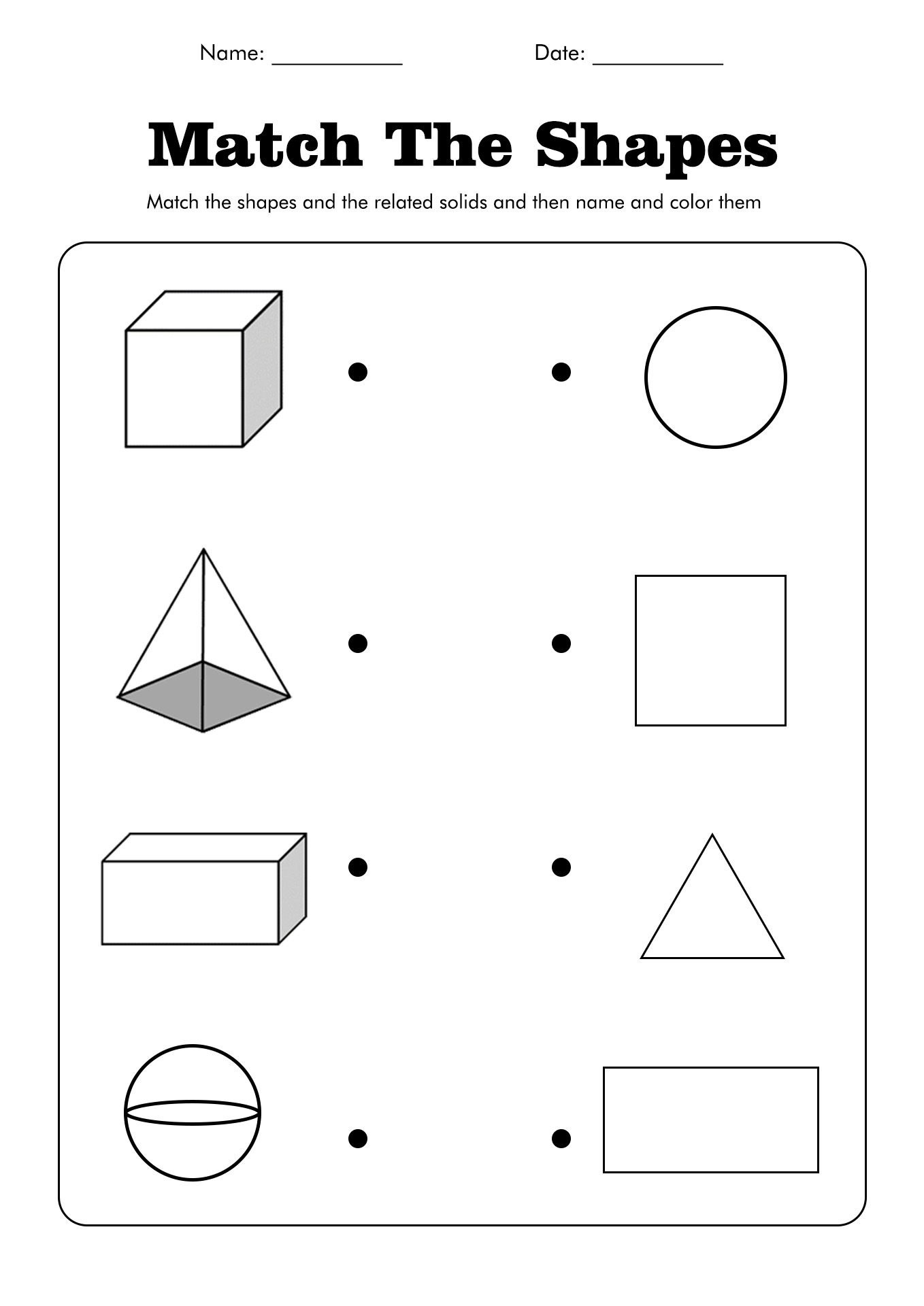 Plane and Solid Figures Shapes Worksheet Image