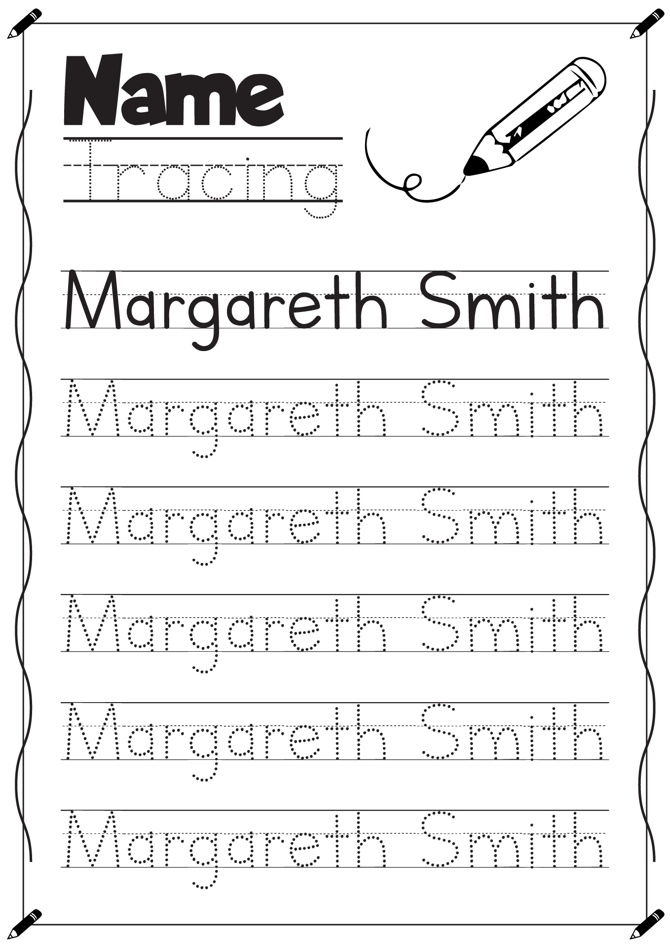 Preschool Name Tracing Worksheets