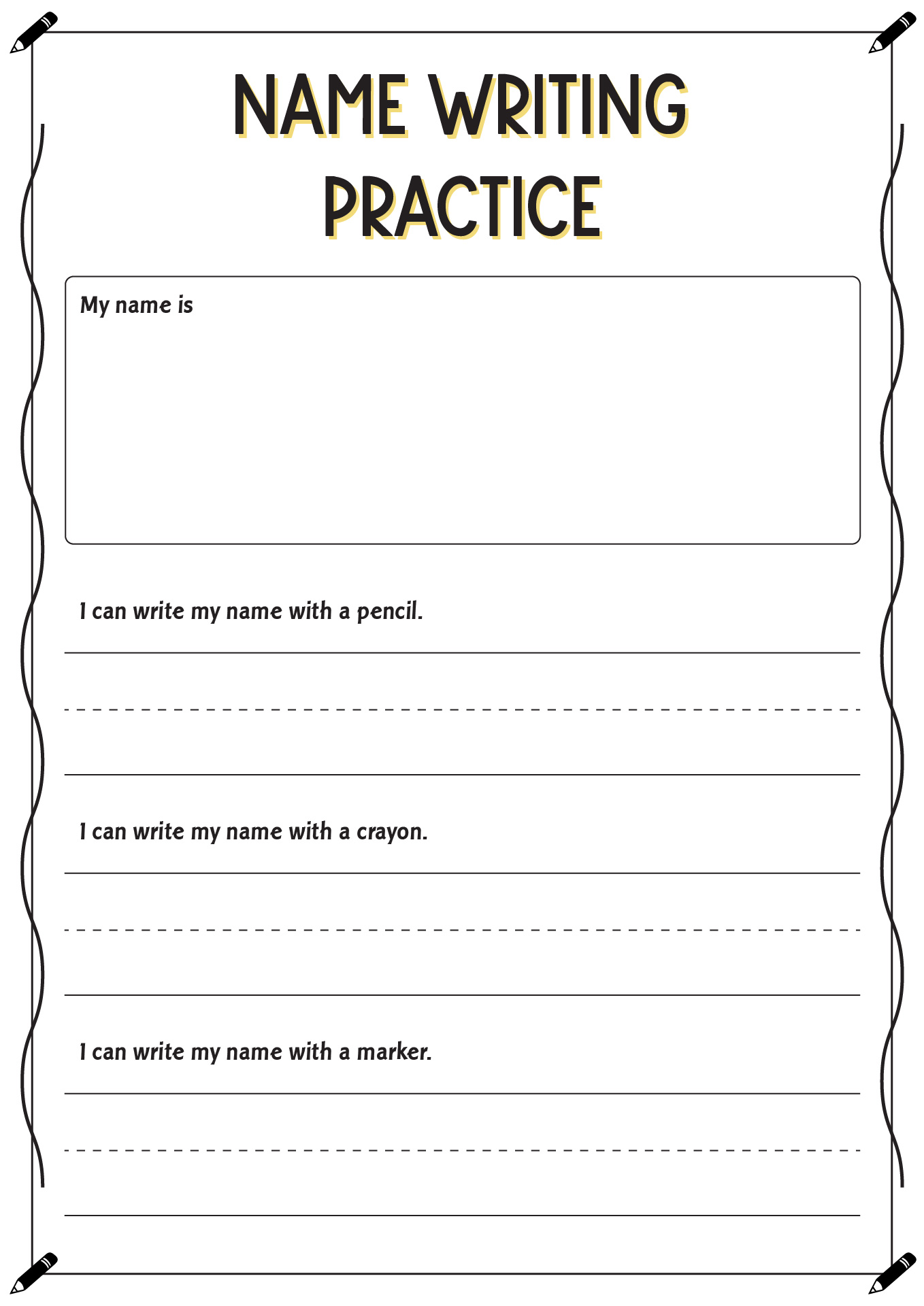 Preschool Name Writing Practice Worksheets