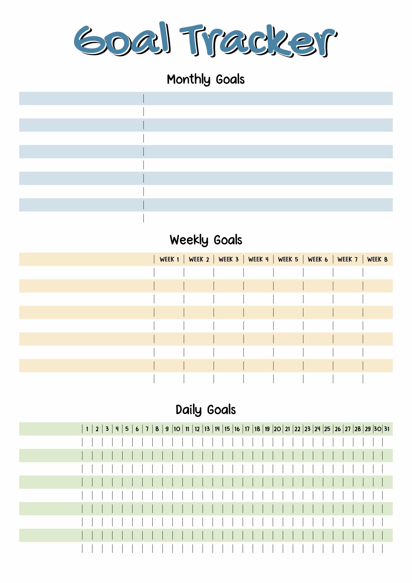 Printable Goal Sheets Image