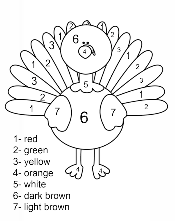 Printable Thanksgiving Color by Number Coloring Pages Image