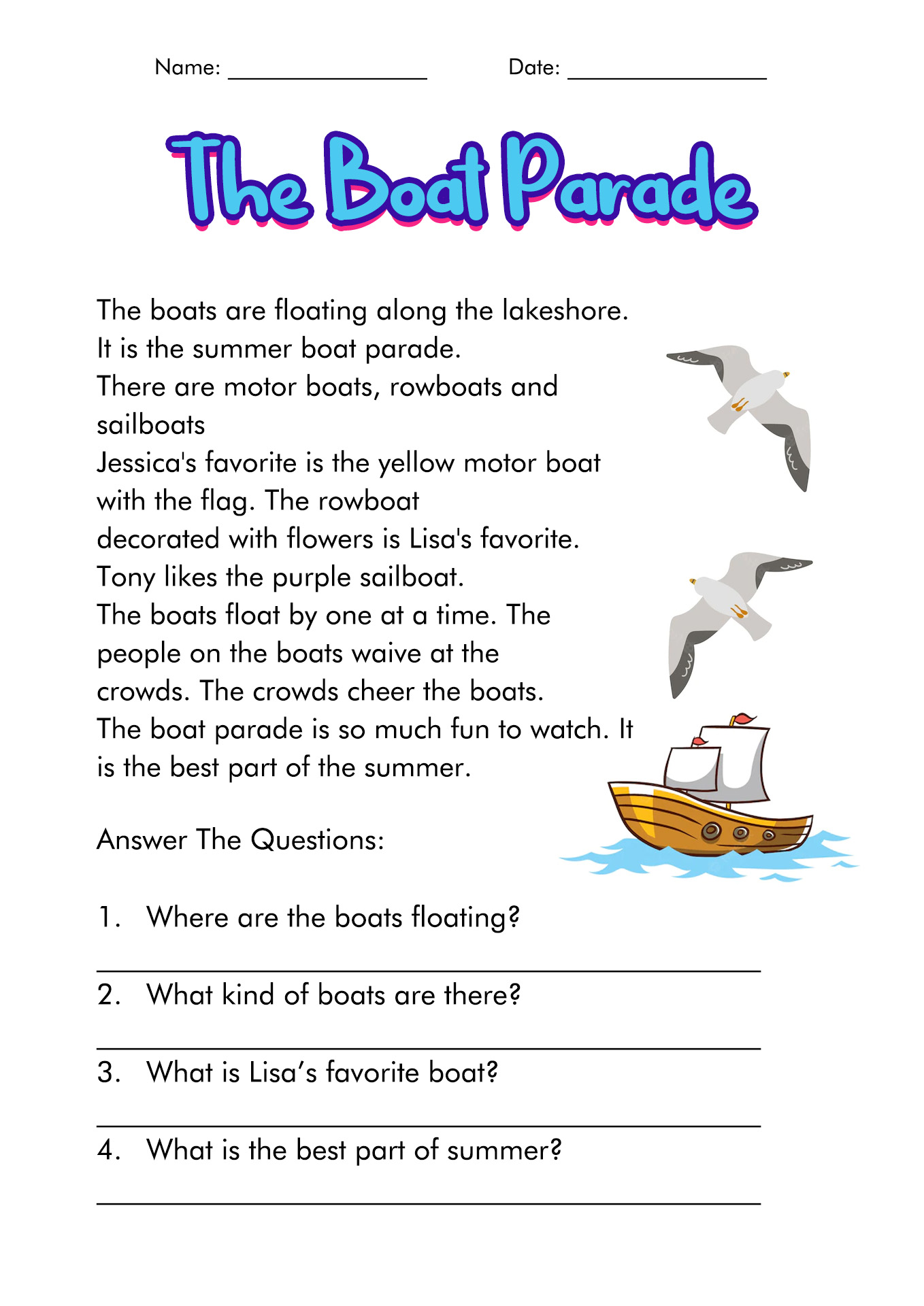 Reading Comprehension Worksheets Grade 3 Image