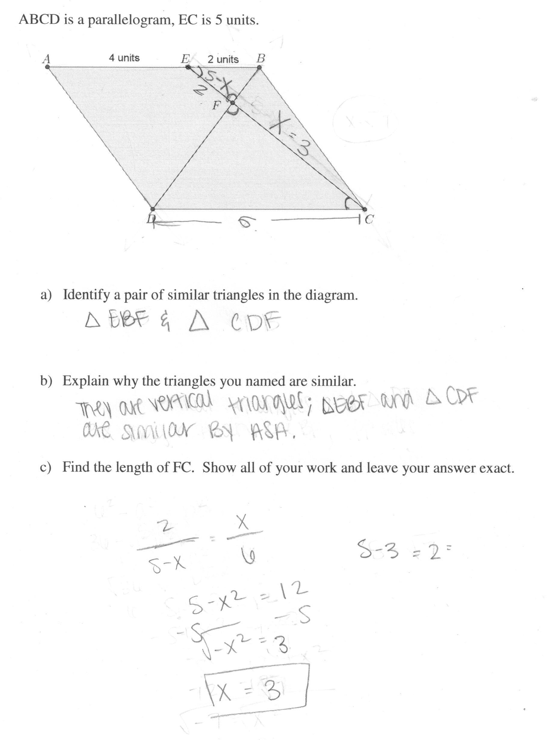 Similar Triangles Proportion Worksheet