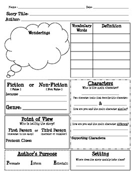 Story Elements Worksheet