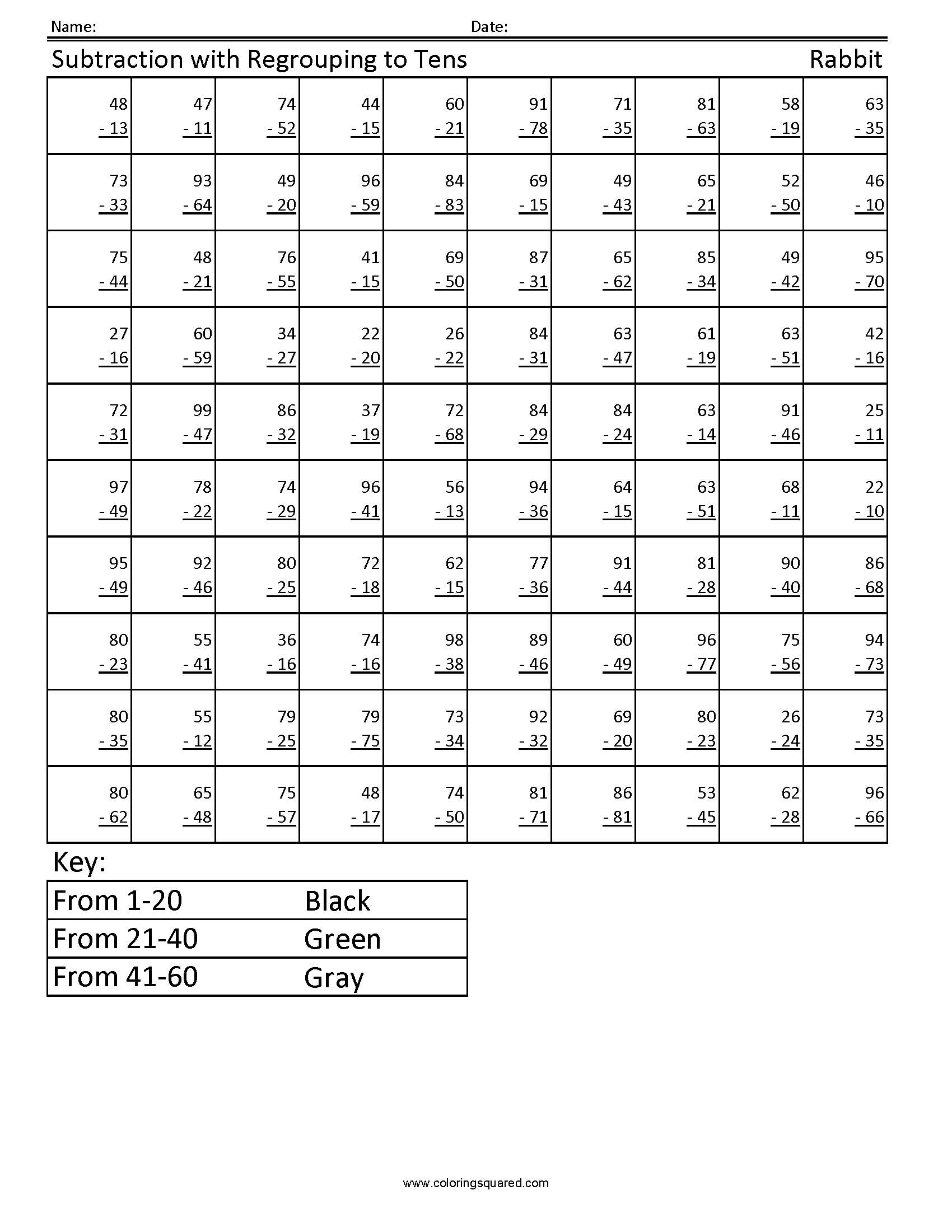 Subtraction with Regrouping Worksheets 2nd Grade Math Image