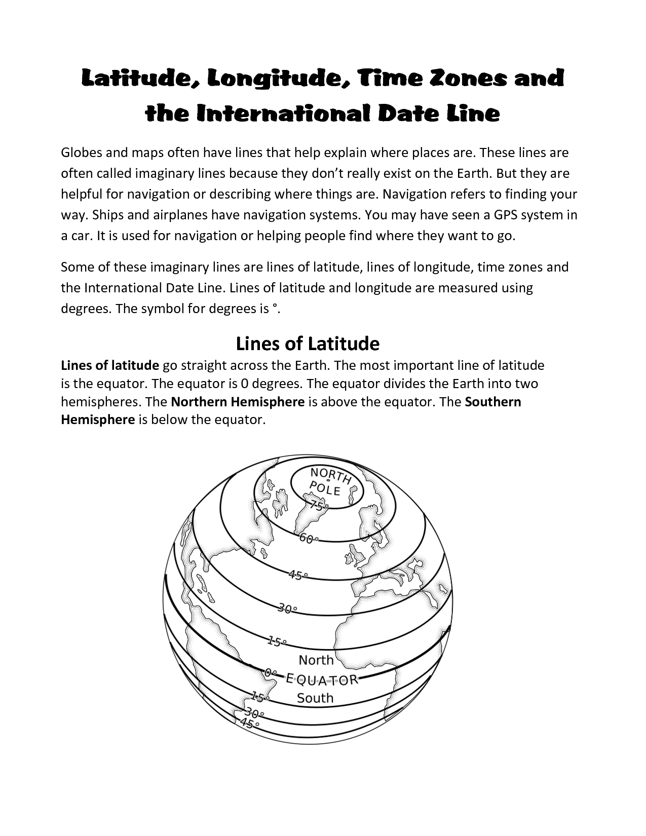 Time Zones Longitude and Latitude Worksheet Image
