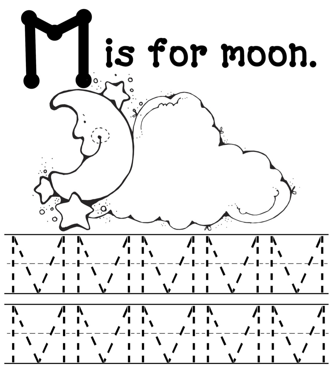 Tracing Letter M Coloring Page Image