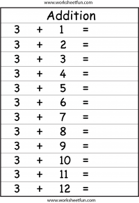 10 Addition Facts Worksheets