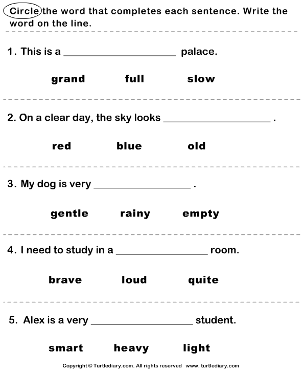 Adjective Worksheets Grade 1 Image