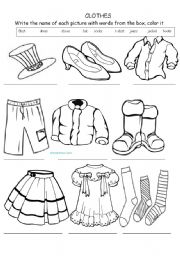 Clothes Worksheet Kids Image