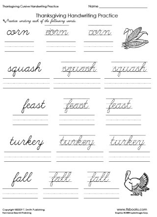 Cursive Words Practice Worksheets Image