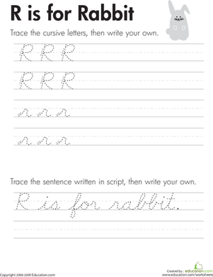 Cursive Writing Worksheets Letter R Image